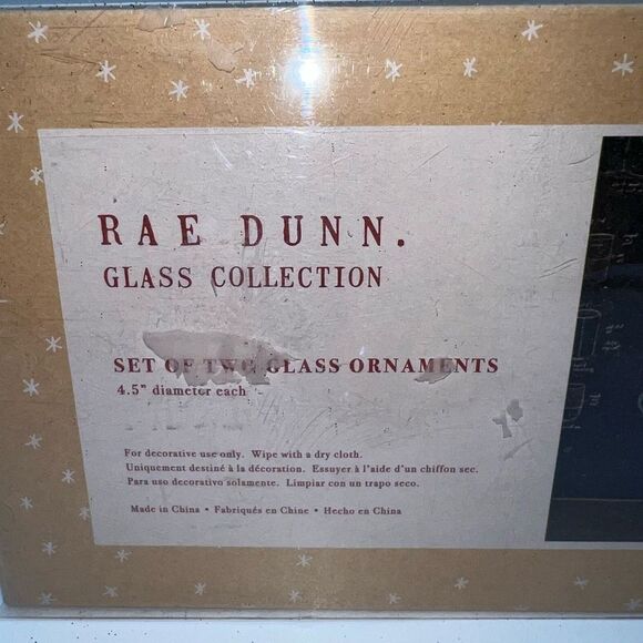 Rae Dunn “Naughty” and “Nice” Large Frosted Glass Ball Ornament Set - Picture 3 of 3